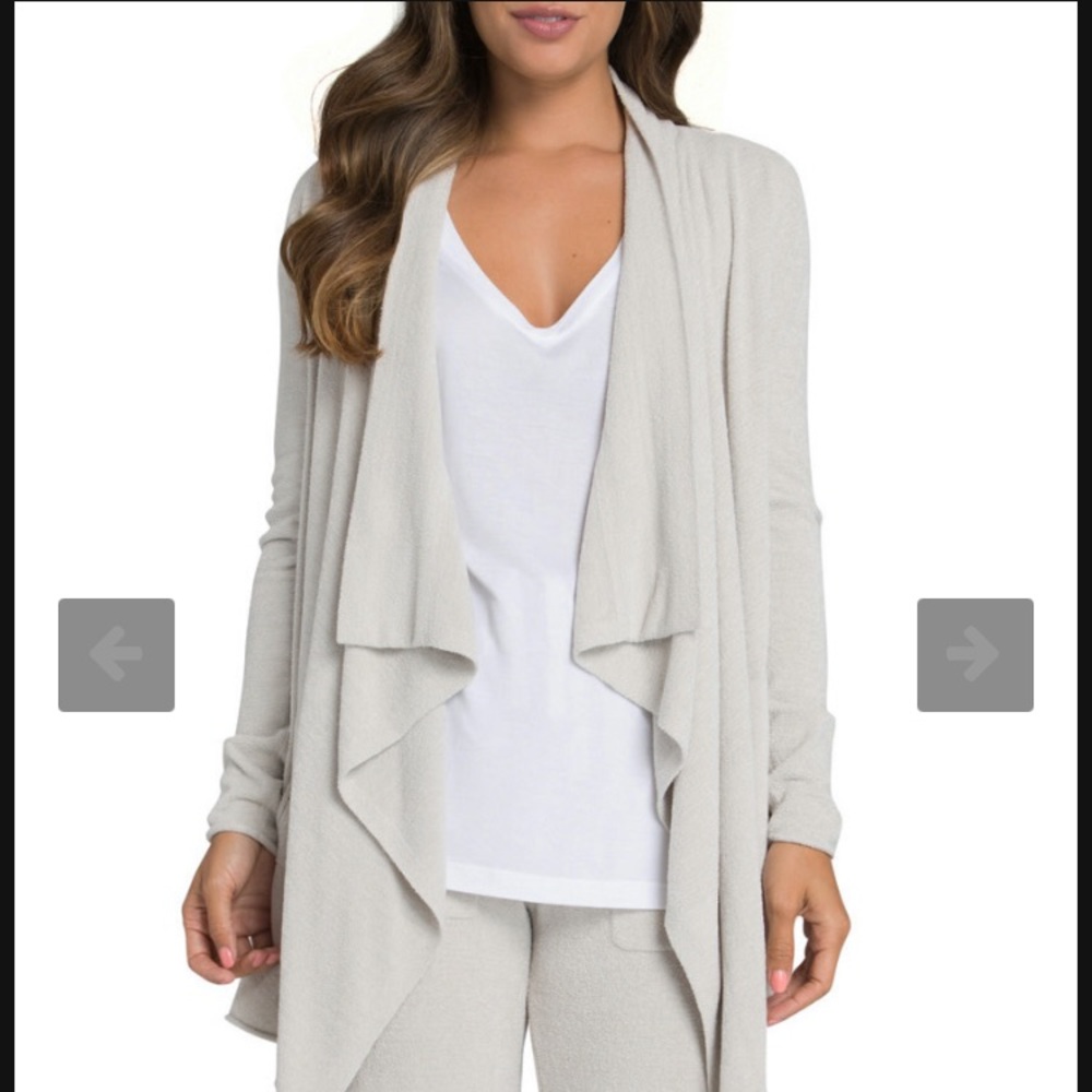 Barefoot Dreams CozyChic Ultra Lite Cream Open Cardigan NEW without tags!